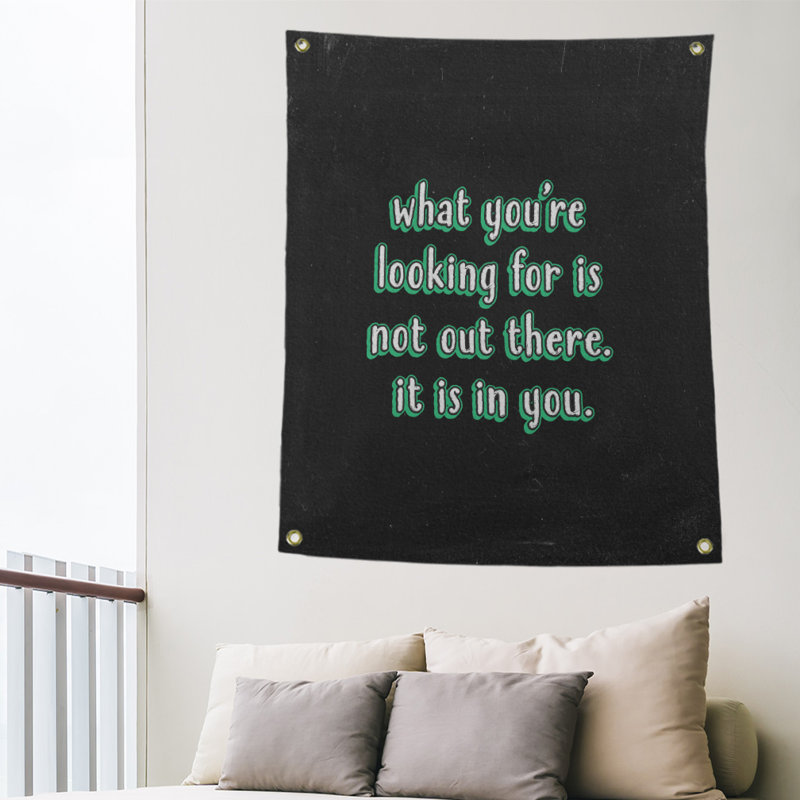 Tapisserie tableau noir quote self confidence quot, H 80 po x l 59 po, Vert