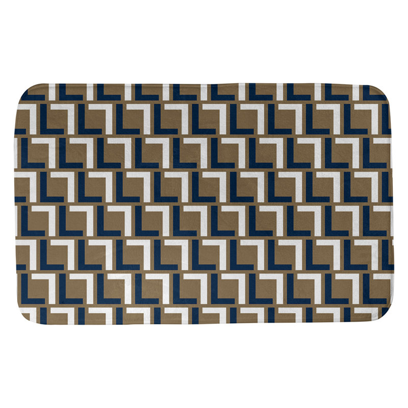 Tapis pour salle de bain Baltimore, l 17 po x L 24 po, Or New Century / bleu millénaire / blanc