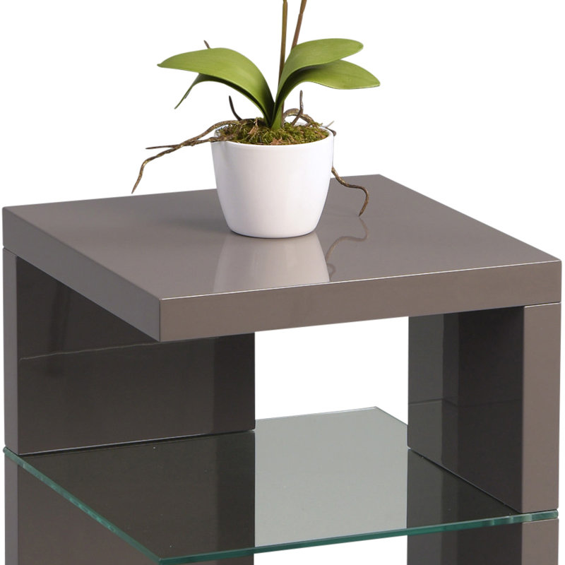 Alleman Side Table with Storage, Glossy Anthracite