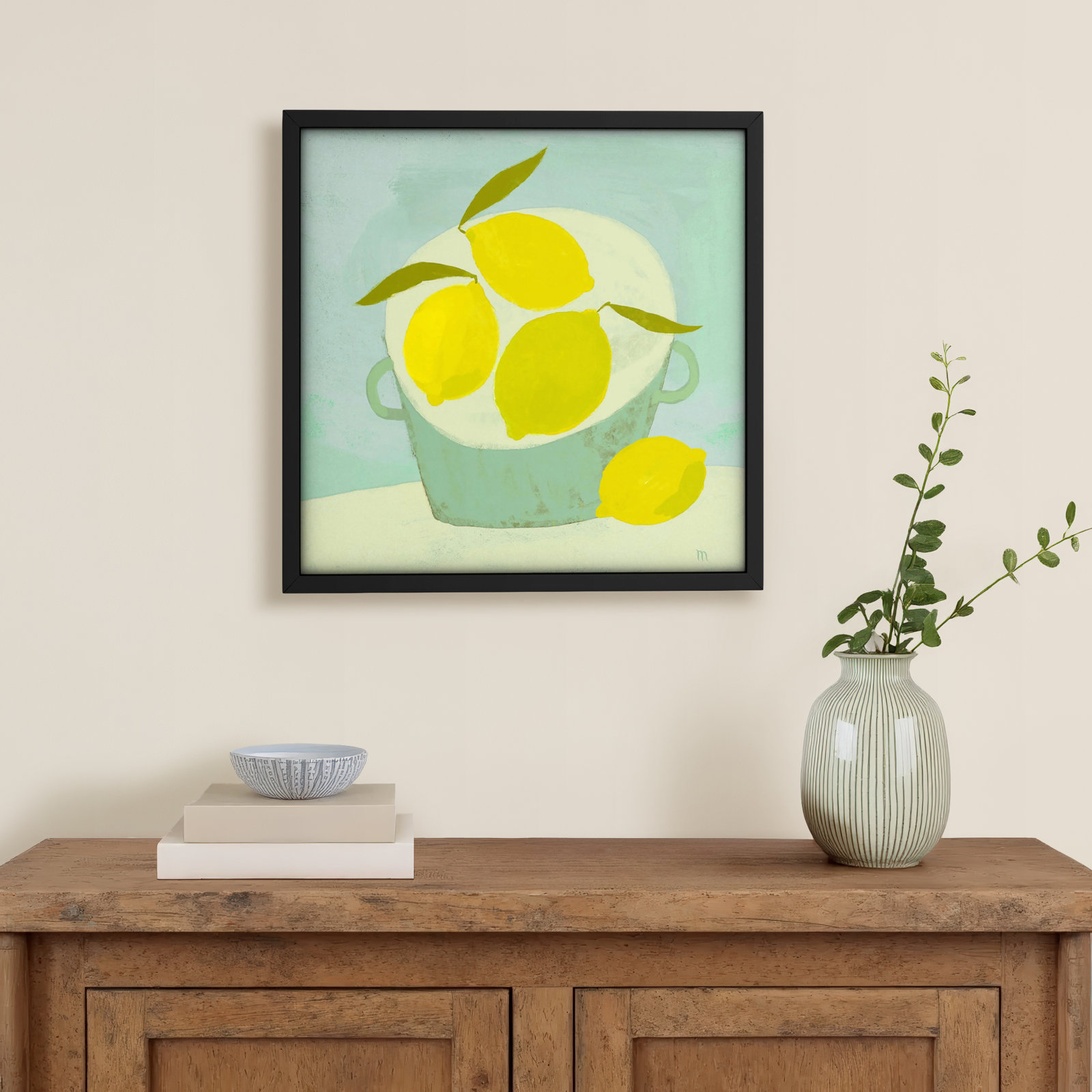 Julina "Summer Basket" Painting, Black, 16" H x 16" W x 1.25" D