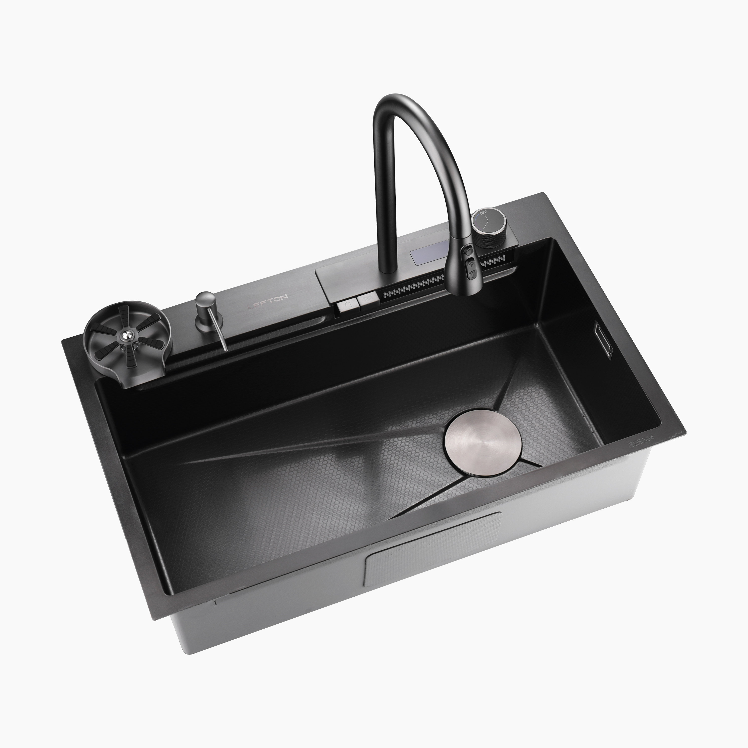 Lefton Latest Waterfall Workstation Kitchen Sink Set with LED Lighting Temperature Display