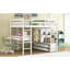 Lit mezzanine double avec bureau intégré avec deux tiroirs et tablettes et tiroirs de rangement, blanc