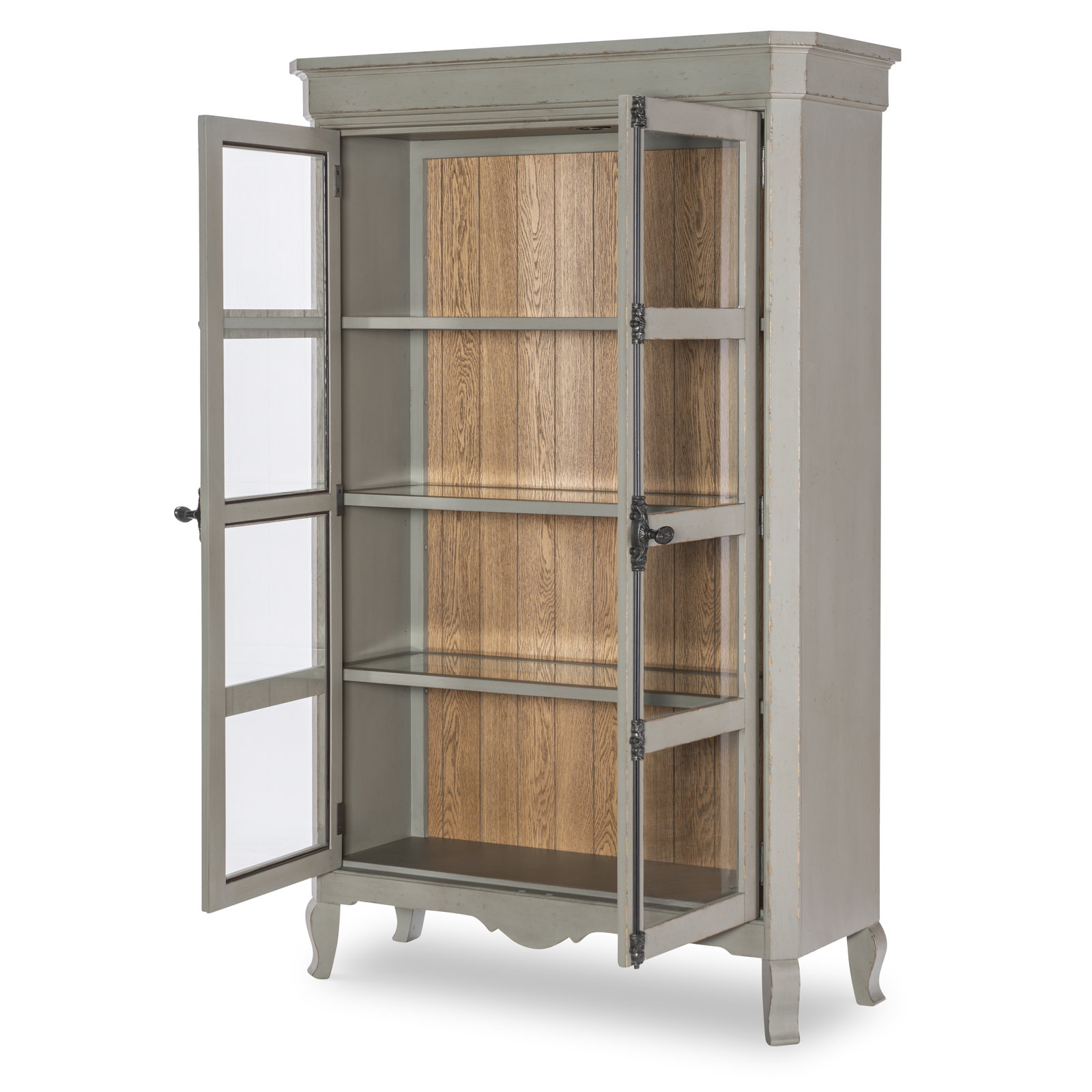 Country Living Oak Display Cabinet, Gray/Brown