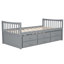 Lit de jour simple avec couchette et tiroirs, gris