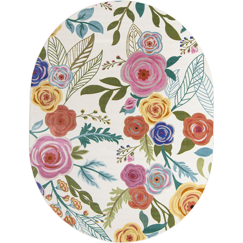 Floral Indoor Rug, Oval 7'10"x 10'