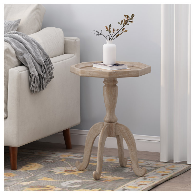 Table d'appoint en panneau de fibres à densité moyenne naturel et blanc avec motif champêtre - l 18,25 po x P 18,25 po x H 25 po