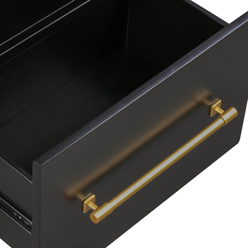 1 - Drawer Solid Wood Nightstand, Black