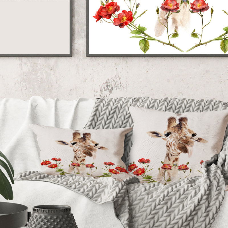 Portrait d'une girafe avec housse de coussin rectangulaire et insert II
