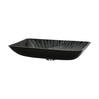 17 Stories 570 mm L x 370 mm W Satin Black Tempered Glass Rectangle Sink