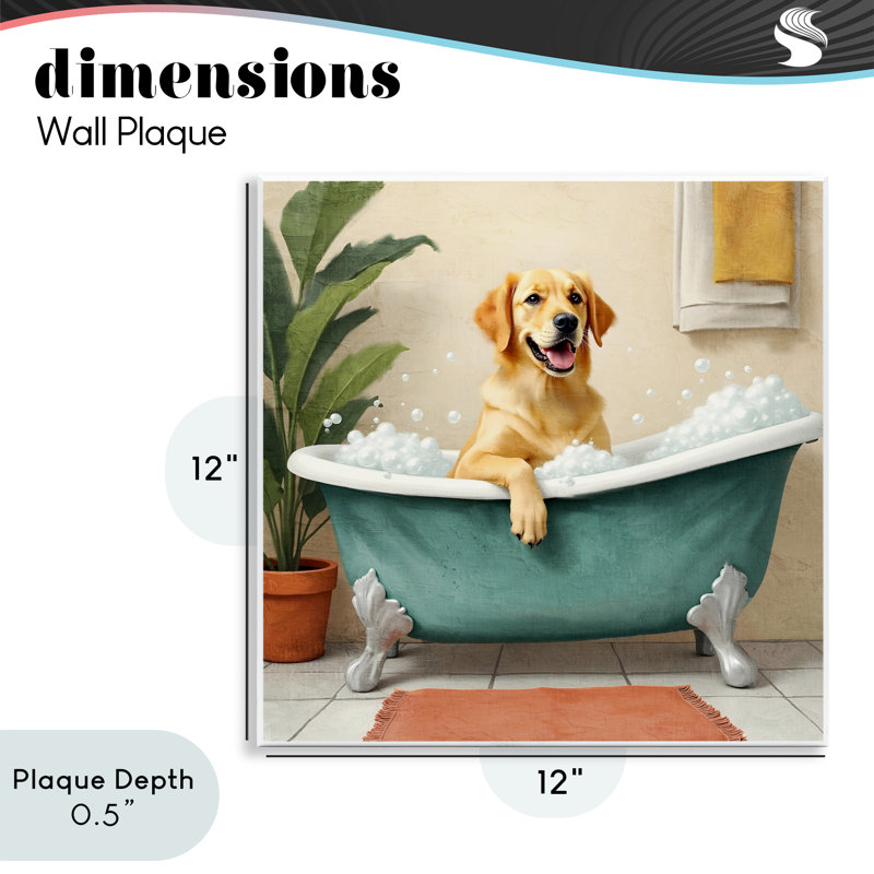 Plaque murale «Bubble Bath Labrador Dog», conception de Kim Allen
