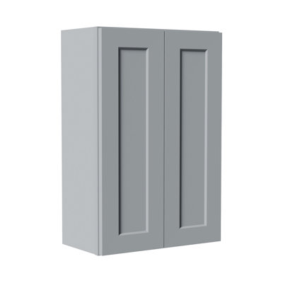 Gray Shaker Solid Wood Wall Cabinet With Soft-Close Doors