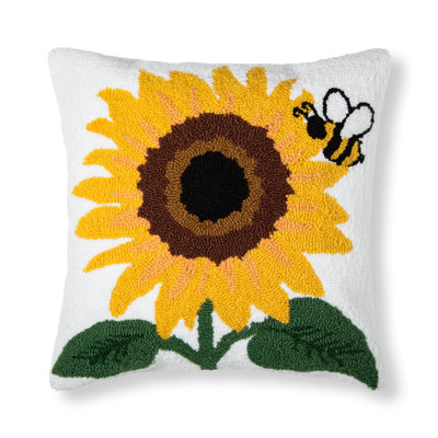 Amillian Sunflower & Bee Hooked Pillow