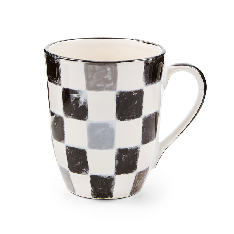 Check Mug, 12, Black/White