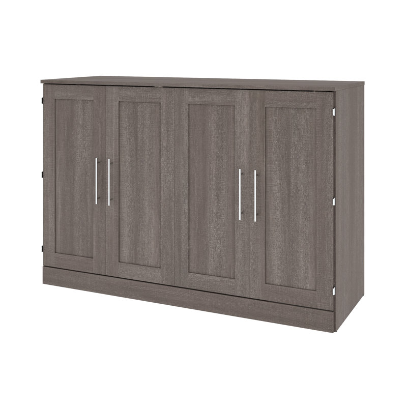Lit armoire avec matelas Pur, Écorce gris, Grand