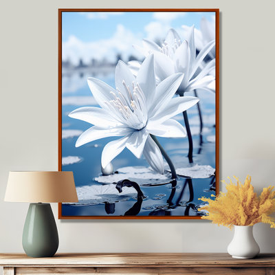 «Blue Field», art floral sur toile jade