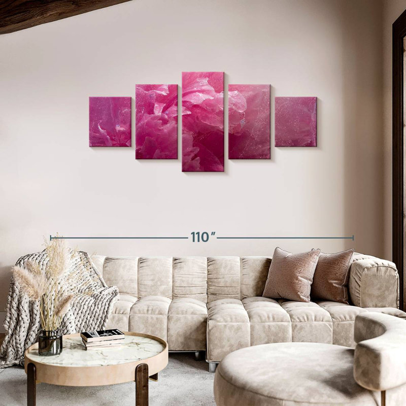 Pivoine rose gelée, H 36 po x l 80 po