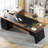 L-Shaped Executive Office Desk with Drawers and File Cabinet-746515175