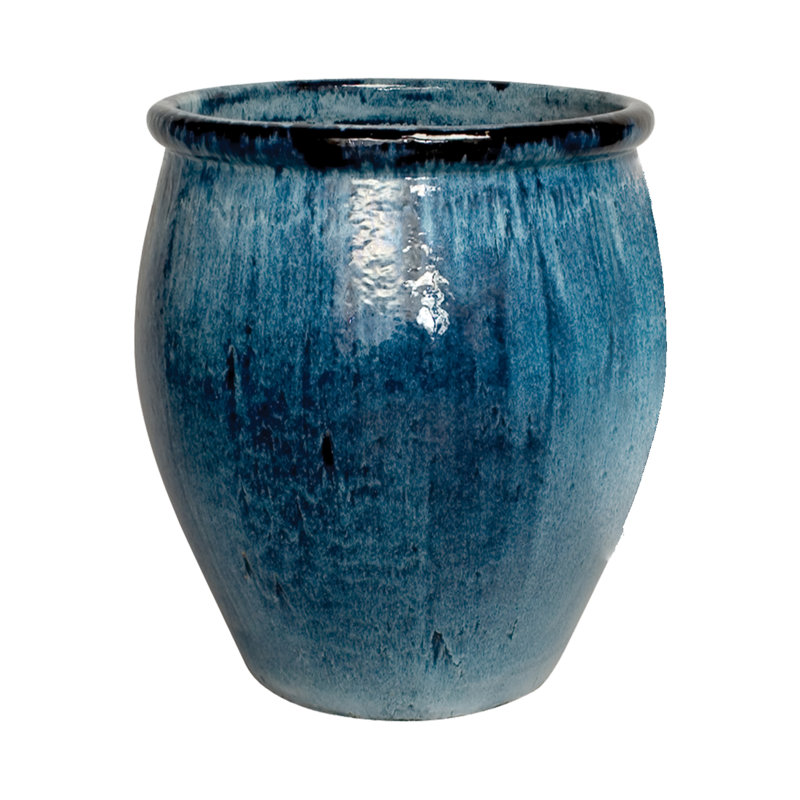 Lip Handmade Ceramic Planter, Quin Blue, 30" H x 25" W x 25" D