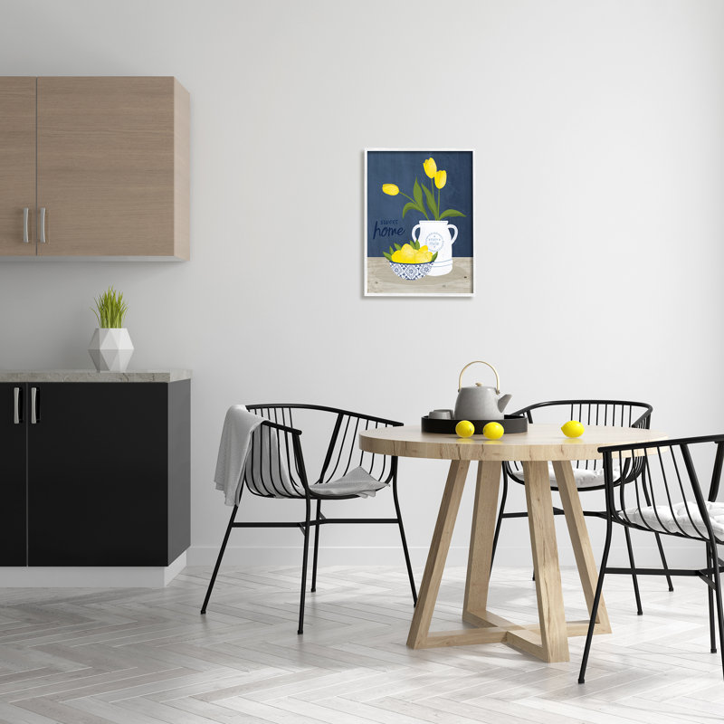 Citrons tulipes de campagne jaune Sweet Home Farm, H 20 po x l 16 po x P 1,5 po, Giclée encadrée blanc bord de mer
