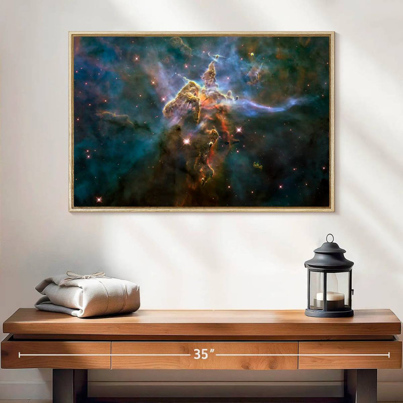 Carina Nebula Mystic Mountain, Cadre flottant en bois naturel, 25 po x 17 po