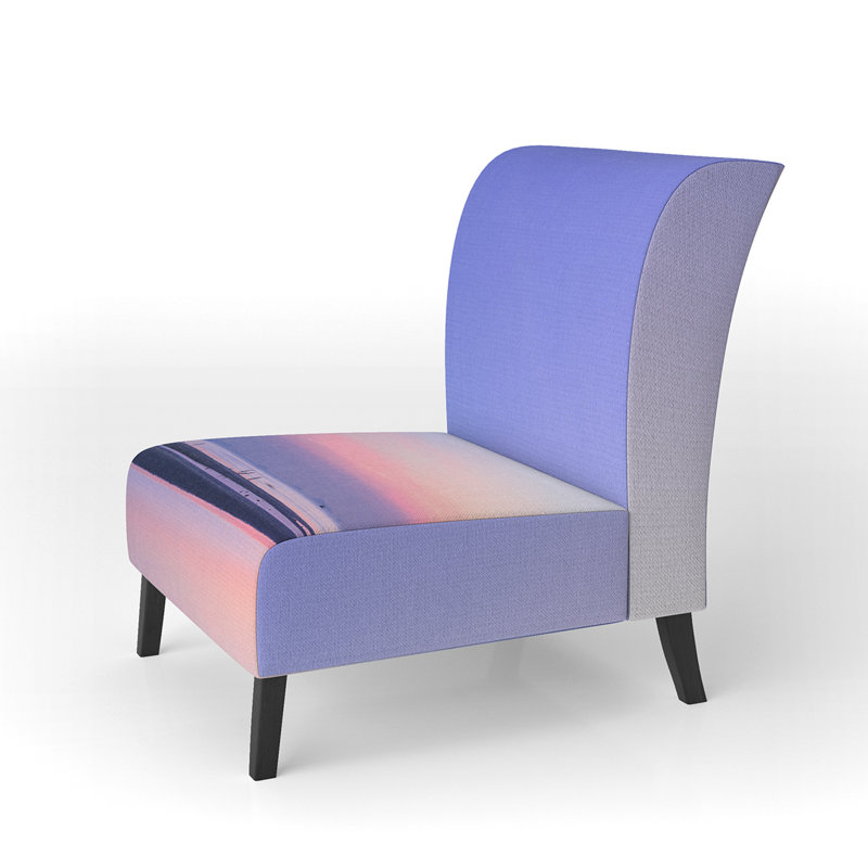 Brechta Vibrant Curve Design II - Velvet Upholstered Modern Slipper Chair, Violet/Pink/Dark Purple