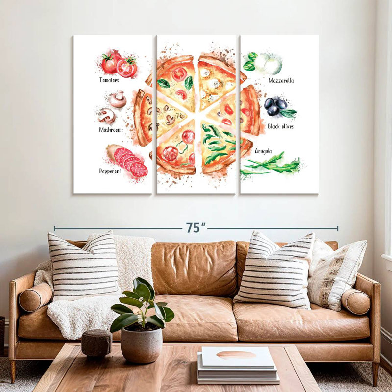 Yarlin Pizza Ingredients Splatter, 20" H x 33" W