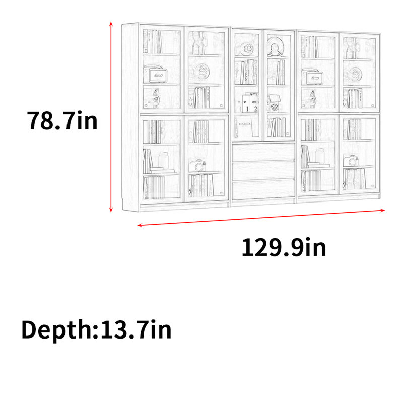 Wlotzka, (5 Shelves) 78.7"H x 129.9"W x 13.7"D