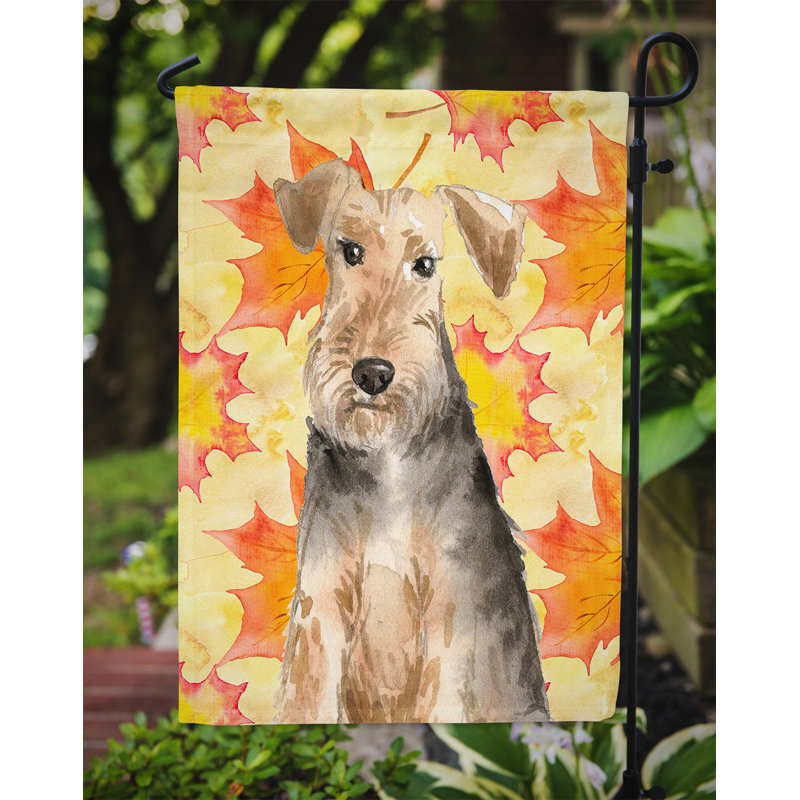 Automne 2 côtés en polyester 15 x 11 po drapeau de jardin, Terrier gallois brun