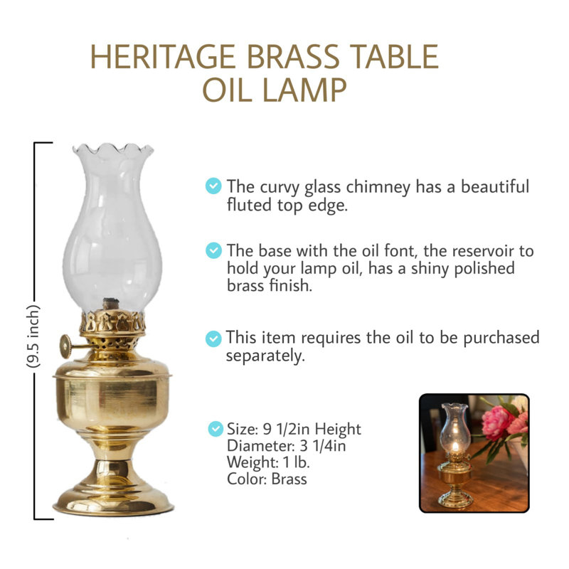 Vintage Brass and Glass Oil Lamp with Fluted Chimney