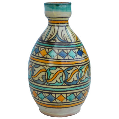 Vase de table en céramique d’intérieur/extérieur orange 7,25 po