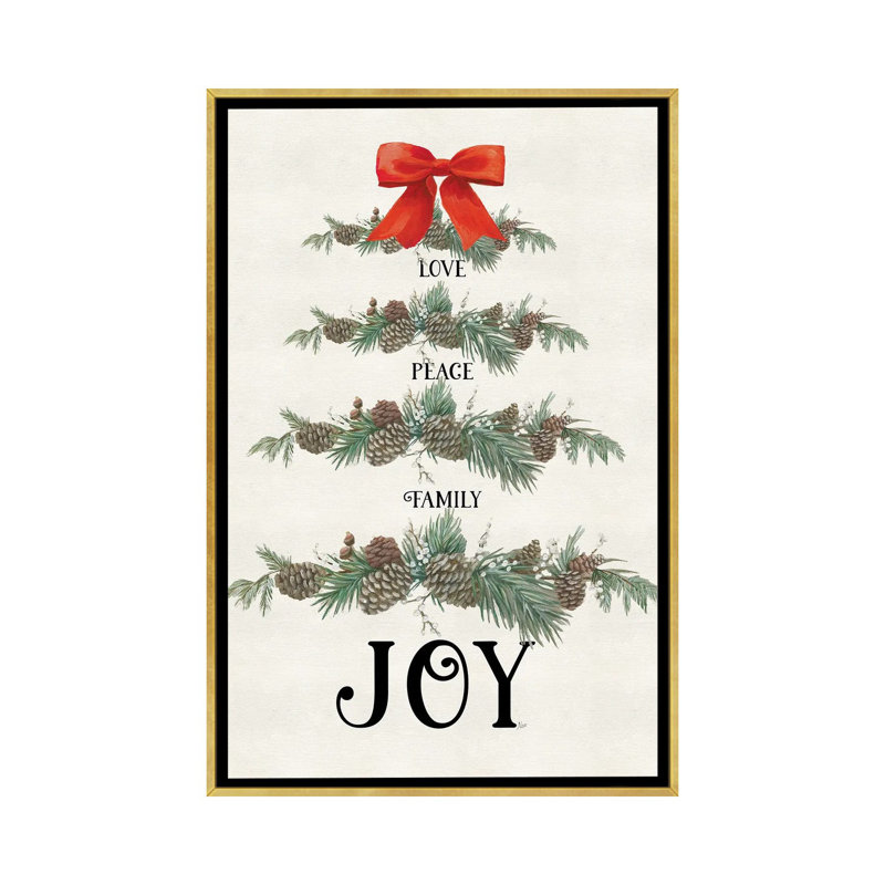 «Love Peace Family Joy Swag», reproduction d'art sur toile encadrée, Impression encadrée sans passe-partout, Doré
