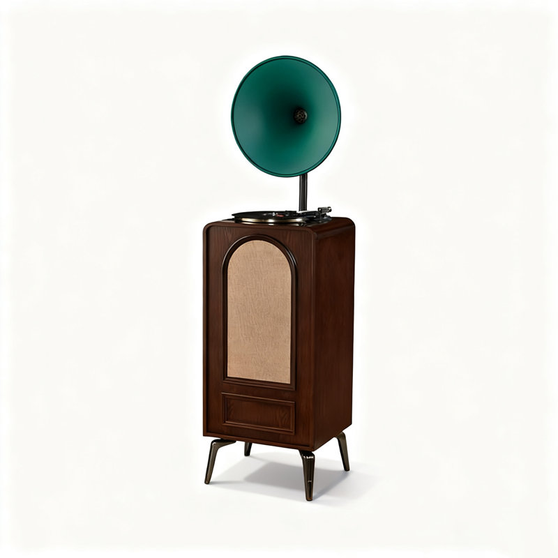 Tourne-disque audio moderne en bois d'hévéa Bluetooth