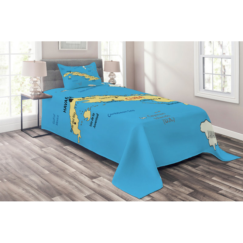 Wanderlust Eclectic Polyester Coverlet, Twin Bedspread + 1 Sham