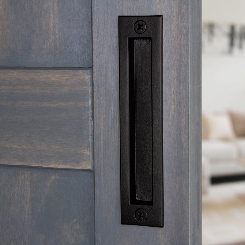 Black Iron Contemporary Barn Door Flush Pull Handle