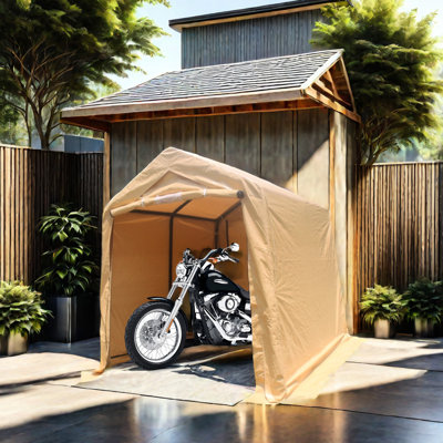 7X12ft Portable Storage Garage Tent, Heavy Duty Rust Proof With 2 Doors & Vents, Waterproof Snow For , Garden Accessories Outdoor Tent Shelter Gazebo, Ventilation Windows Zipper Doors, Bikes,
