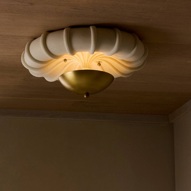 Camella Small Flush Mount, Antique Brass