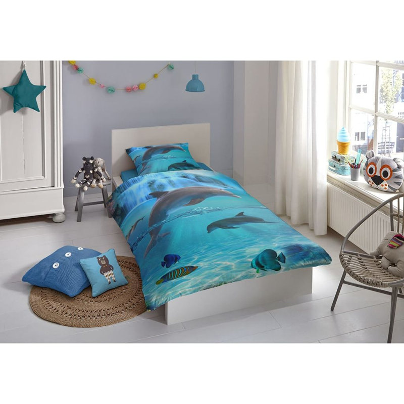 Good Morning Duvet Cover Will Blue, 135 x 200 cm - 1 Kissenbezug  (80 x 80 cm)