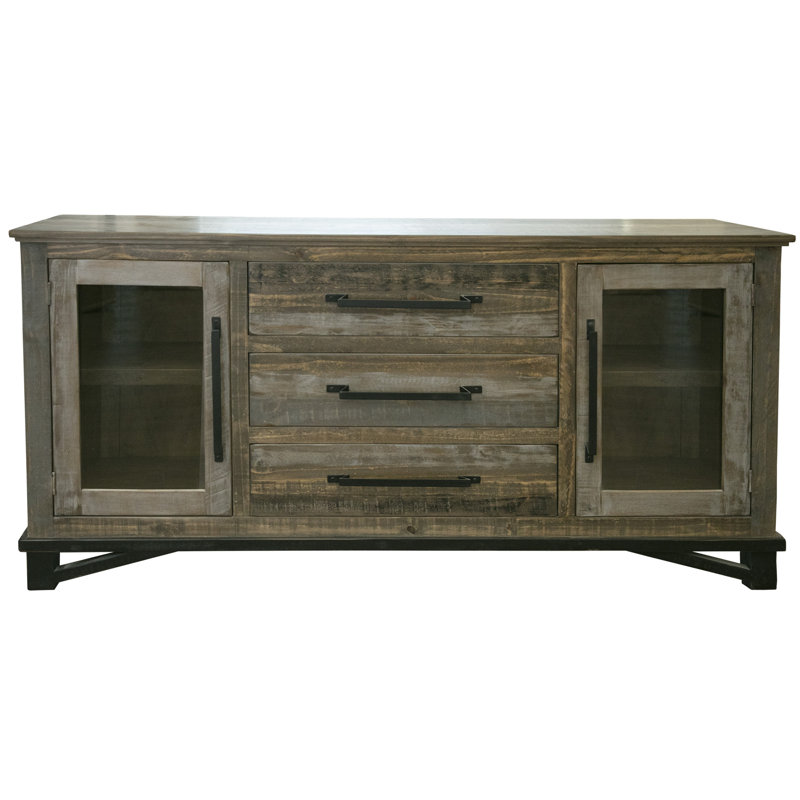 Table buffet 69 po en bois massif et manufacturé brun patiné