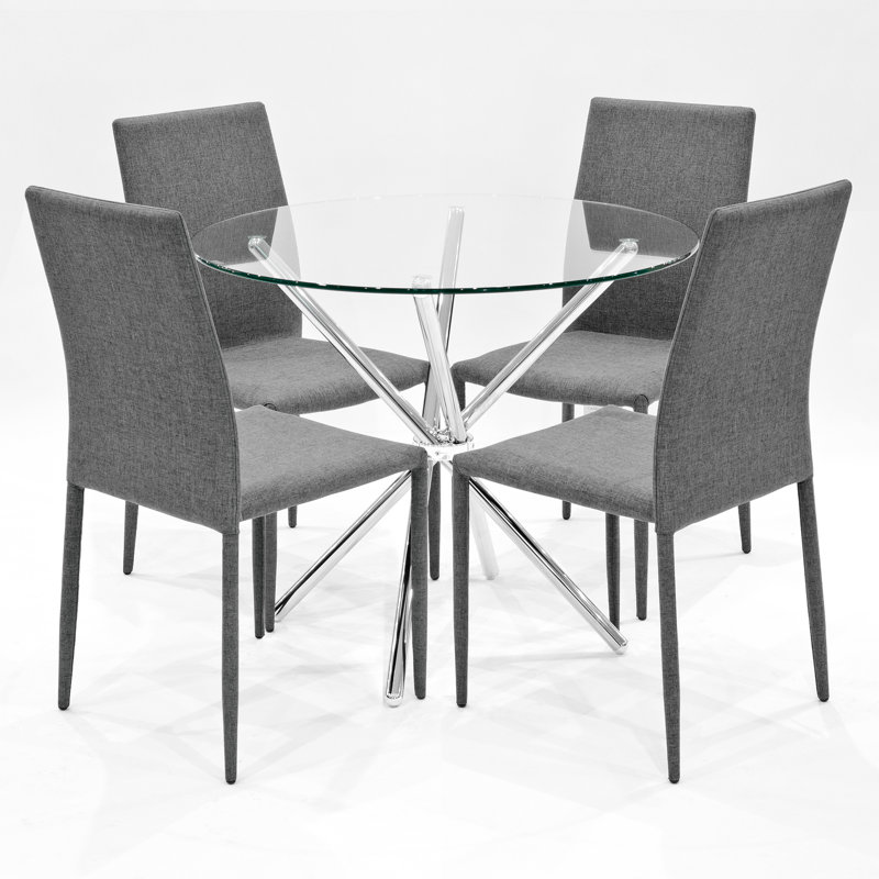Mikaela 4 - Person Dining Set, Grey