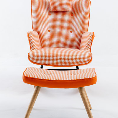 35.5 inch Rocking Chair, Soft Houndstooth Fabric Leather Fabric Rocking Chair -  George Oliver, B1CE450EE491406F82A5CA820065222C