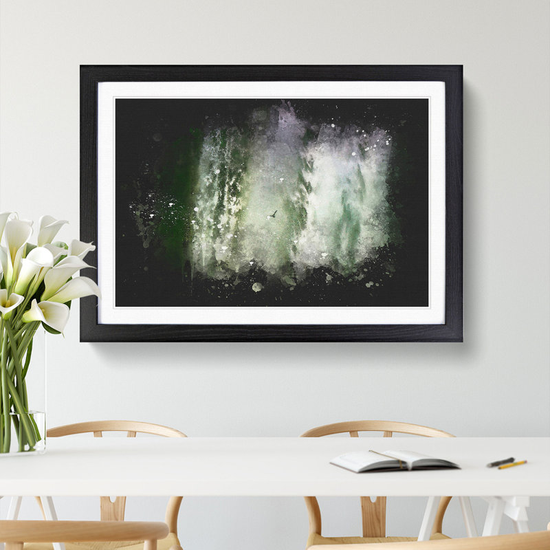 Bird Flying By The Waterfall - Single Picture Frame Print on MDF, 24cm H x 33cm W x 2cm D, Black