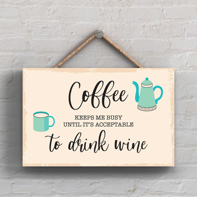 Handmade Food & Beverage Wall Decor on Wood, 12cm H x 18.5cm W x 0.9cm D
