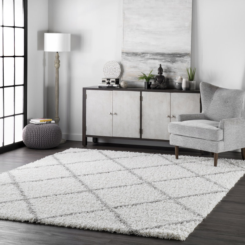 Geometric Shag Area Rug, Rectangle 279 x 366cm
