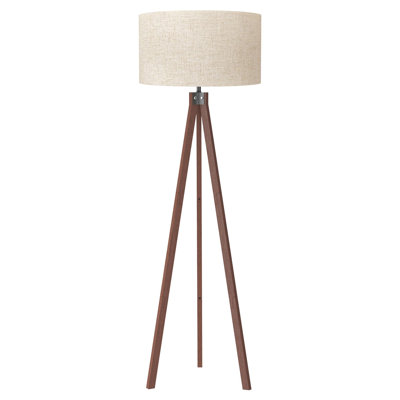 Lampe trépied en bois, lampe sur pied style Mid-Century, lumière moderne avec base E26
