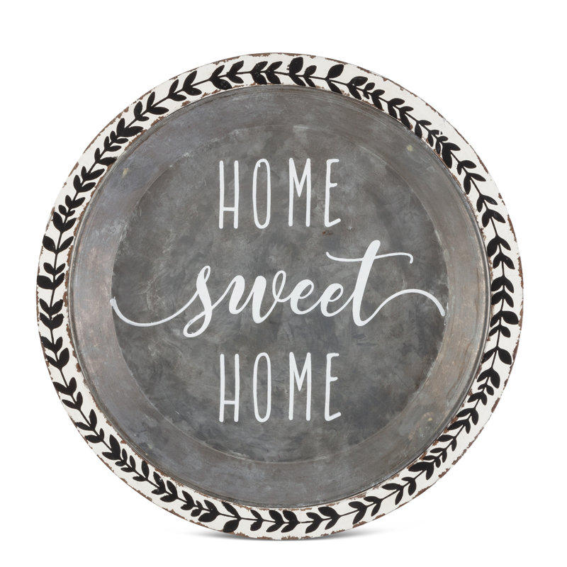 20-inch Diameter Galvanized "Home Sweet Home" Tray