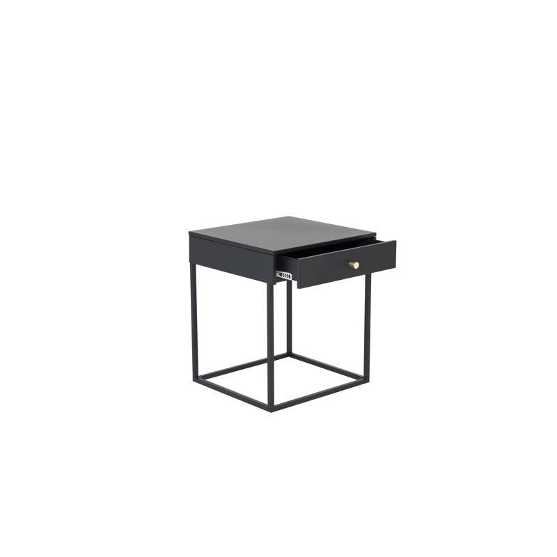 Naumann 43cm W Metal Bedside Table, Black
