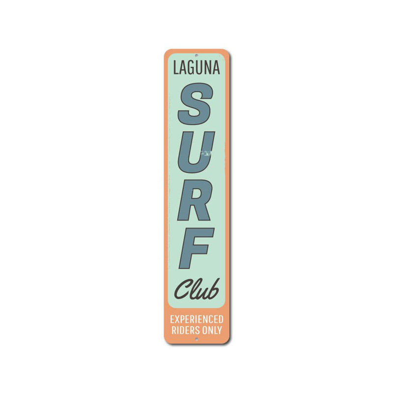 Enseigne verticale en aluminium Surf Club, H 6 po x l 24 po x P 0,063 po, Oui