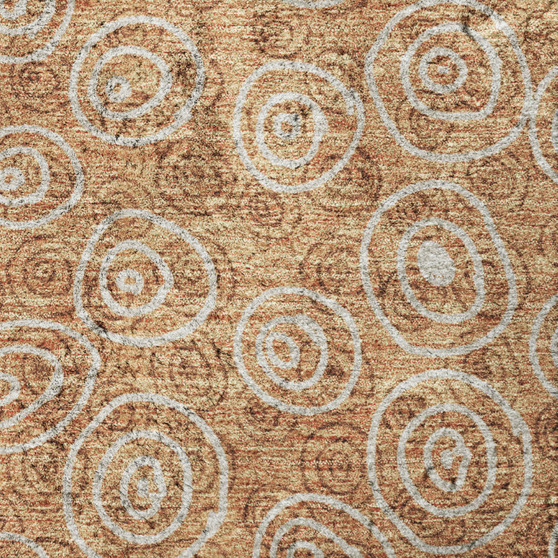 Tapis Dream Shag ADS728 à cercles, lavable à la machine de qualité supérieure, Terra Cotta, 3' x 5'