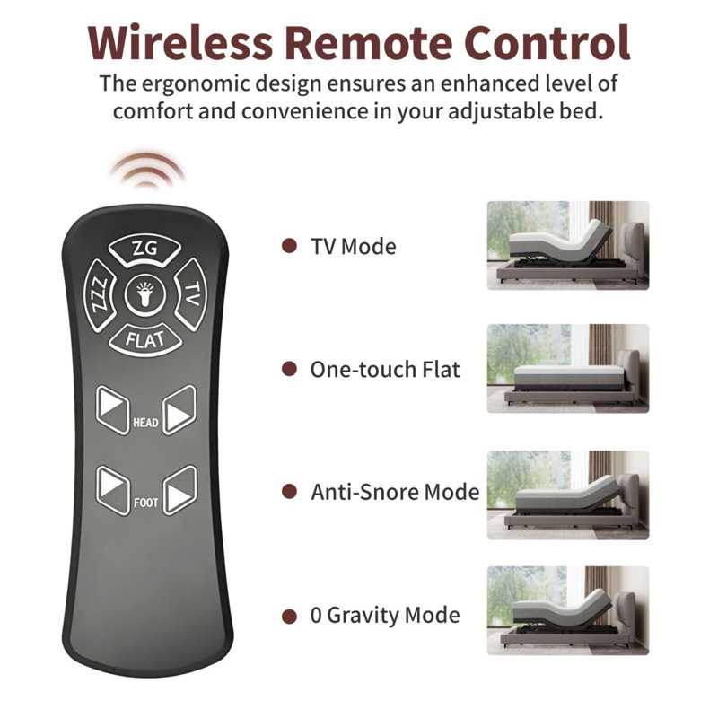 Alwyn Home Adjustable Bed Base With Smart Presets & Zero-Gravity ...