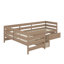 Lit plateforme compact en forme de L avec trois tiroirs de rangement-114355902